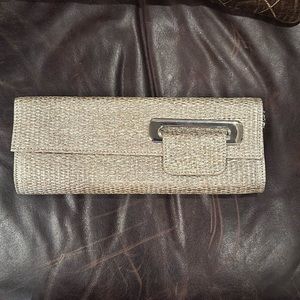 Gold Woven Clutch/Shoulder/Crossbody with Silver trim